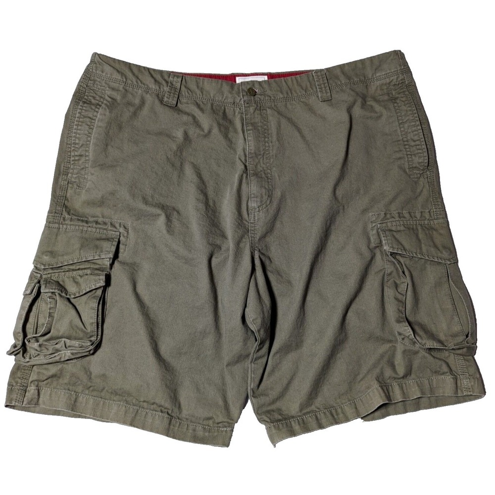 DOCKERS FLAT FRONT LOOSE FIT Men Size 42 Cotton Green 10" Cargo Shorts